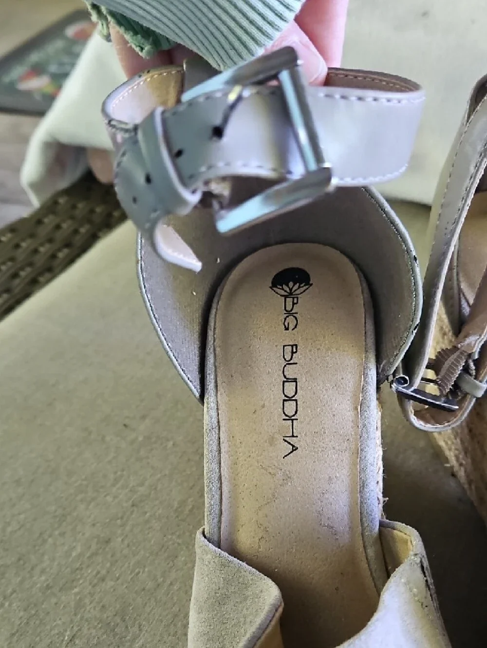 Big Buddha Taupe Espadrille Wedge Sandals with Ankle Strap 11